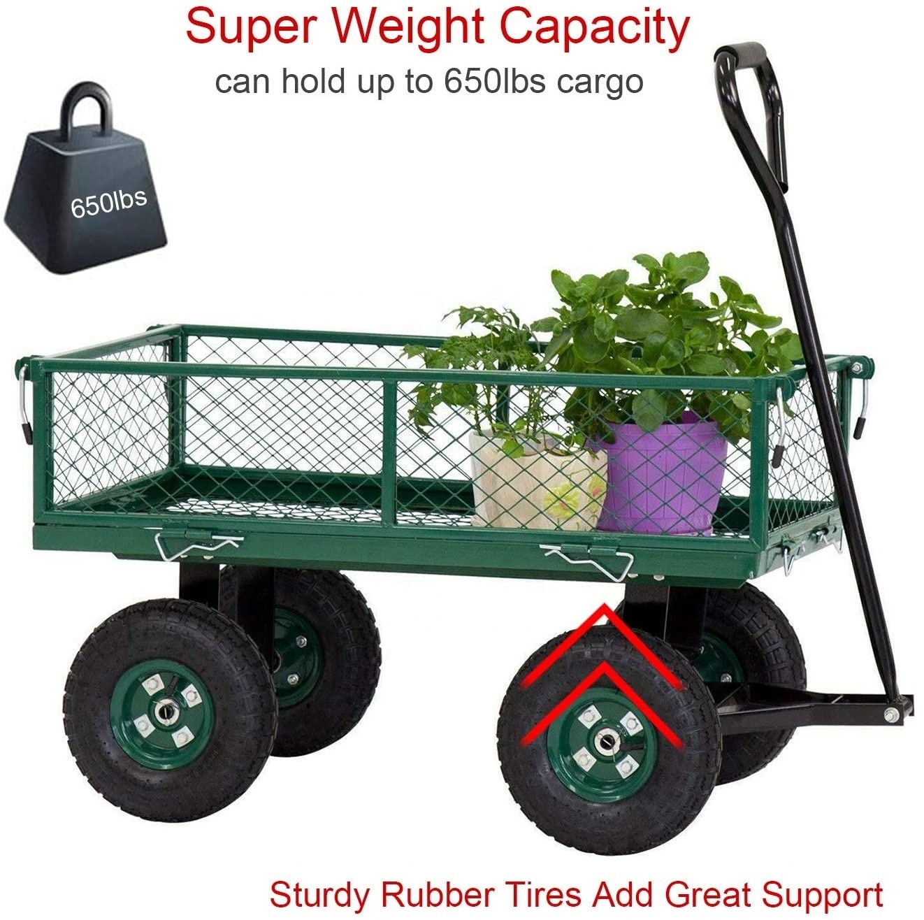 Mesh Foldable Steel Tool Garden Cart Wagon/ Outdoor Garden Cart / Garden Hand Trolley Cart