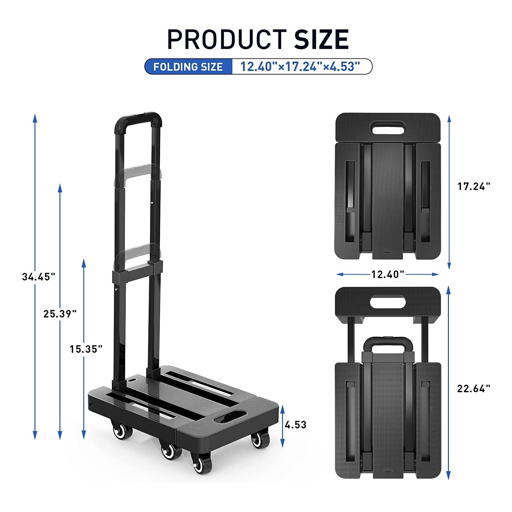 200kg Sack Truck Transport Trolley Customizable Luggage Carts Foldable Hand Cart Folding Hand Trolley for Shopping