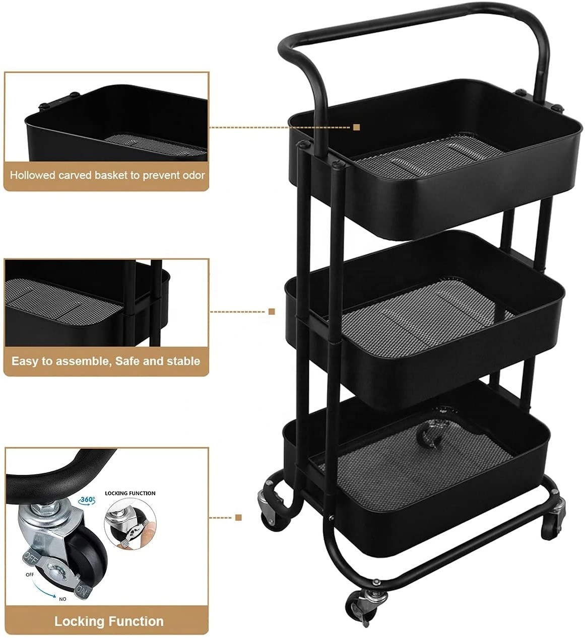 Mobile Kitchen Trolley Cart Hotel Catering Serving Party Food Storage Rack Shelf