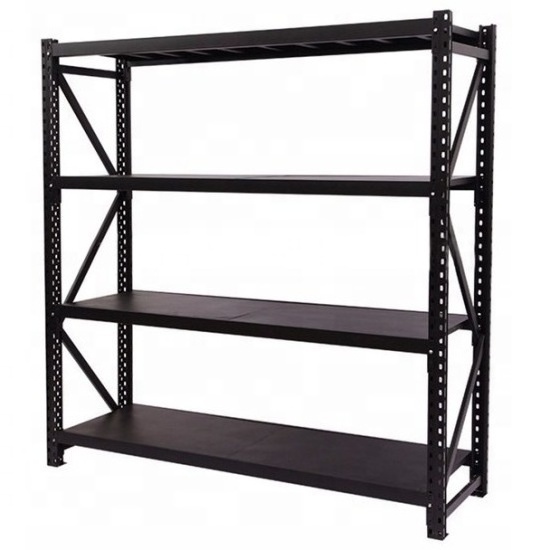 4 Tier Custom Heavy Duty Shelving 200Kg/layer Garage Black Warehouse Storage Metal Shelving Unit Stacking Rack