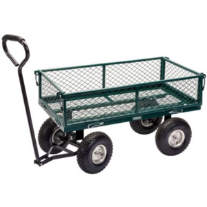 High Quality Four Wheel Trailing Durable Metal Garden Wagon Cart Convertible Flatbed Garden Outdoor Mesh Garden Cart