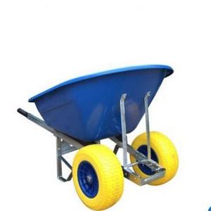 BLUE plastic tray two wheel wheelbarrow