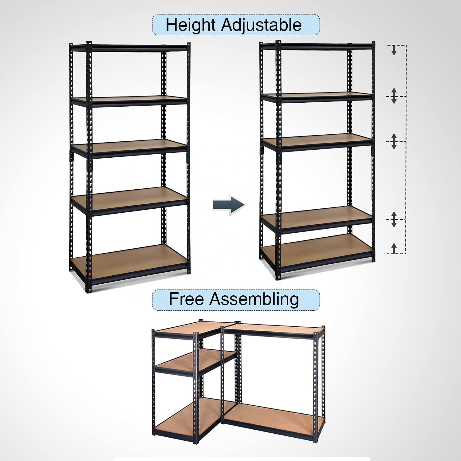 Heavy duty 5 tier storage warehouse shelving unit, garage shelving rack