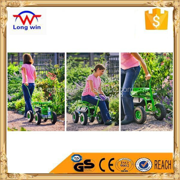 New Garden Cart Rolling Work Seat With Tool Tray Heavy Duty Gardening Planting