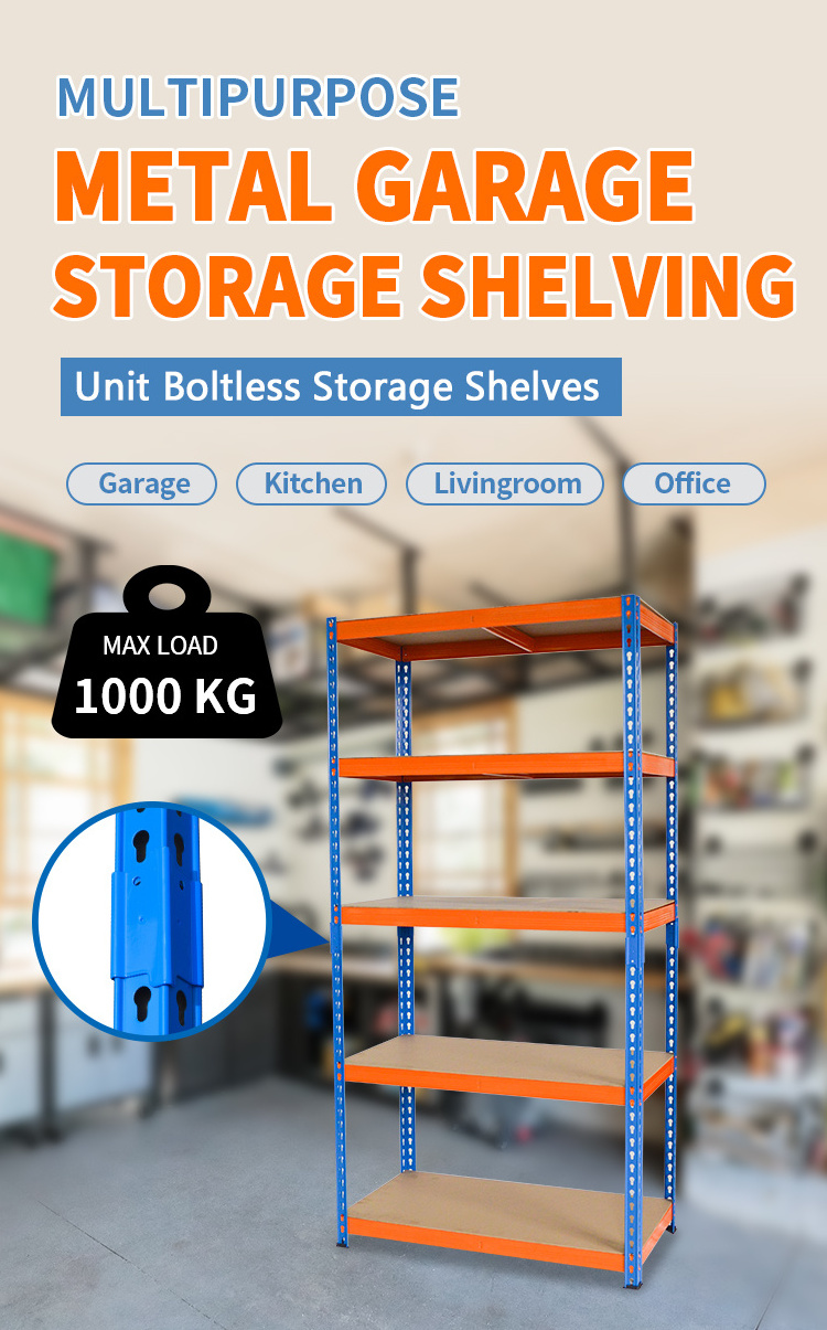 Heavy Duty 5 Shelves Boltless Racks Warehouse Metal Shelf Garage Storage Shelving Racking