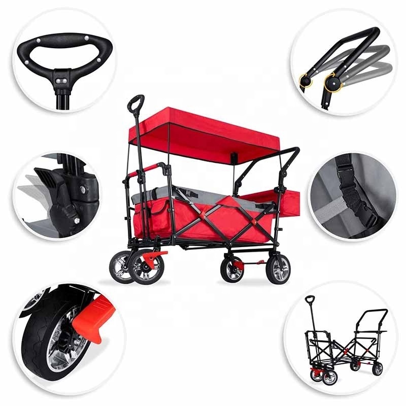 Collapsible Utility Outdoor Garden Cart Folding Wagon Foldable Heavy Duty Folding Wagon Cart Hand Garden Wagon