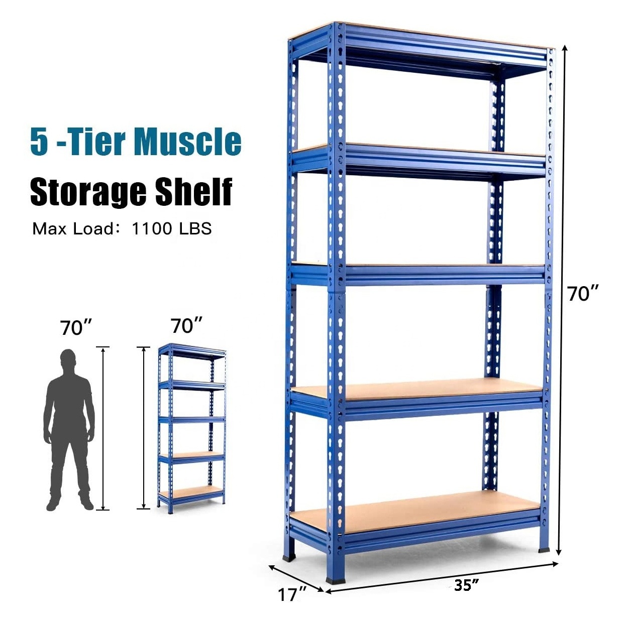 Adjustable Wholesale Garage Shelving Heavy Duty Storage Shelves Metal Basement Shelving Unit Steel Storage Shelves Rack