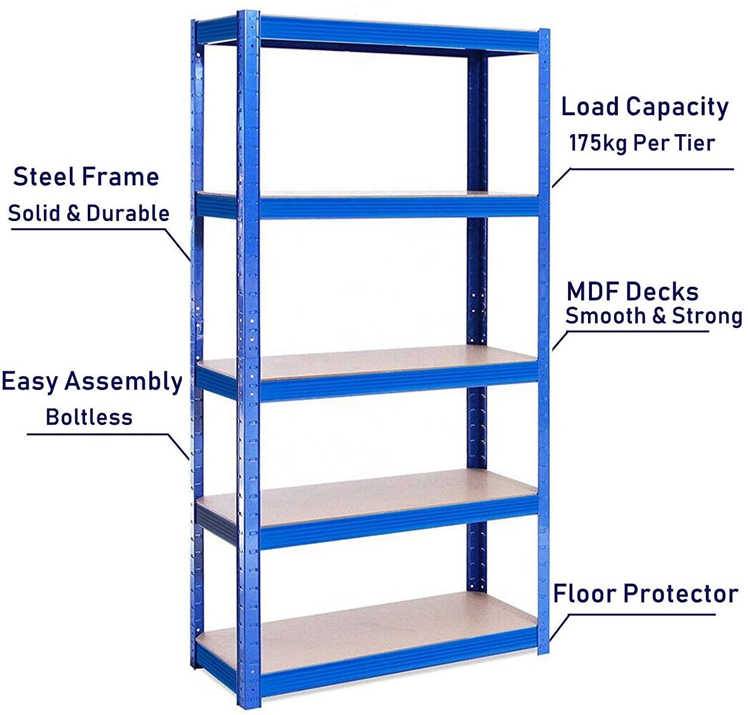 Heavy Duty Boltless Warehouse Garage 5-Shelf Shelving Unit