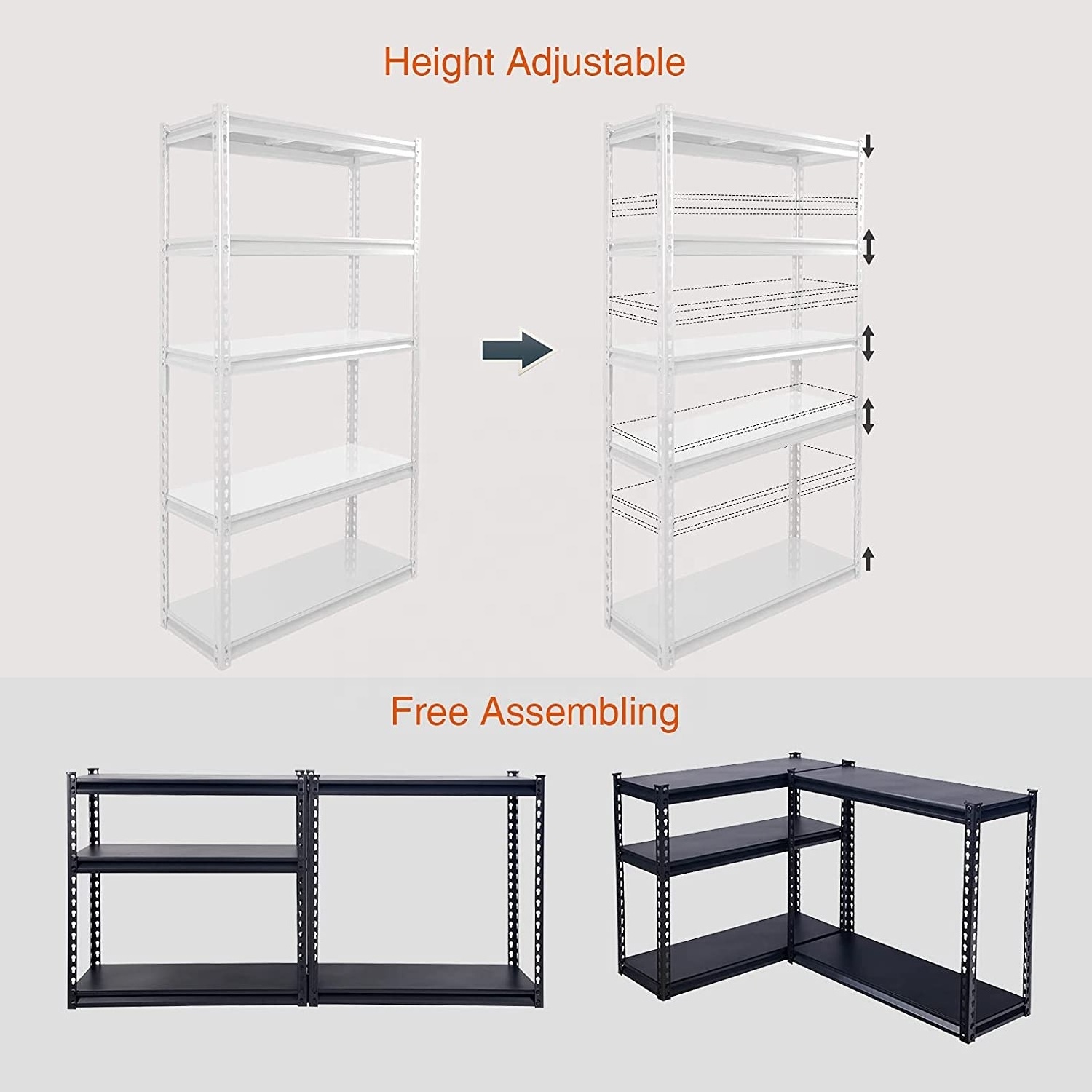 High Quality Stackable Easy Assembly Boltless Industrial Wearhousing Metal Racking Shelves Garage Adjustable Racks For Warehouse