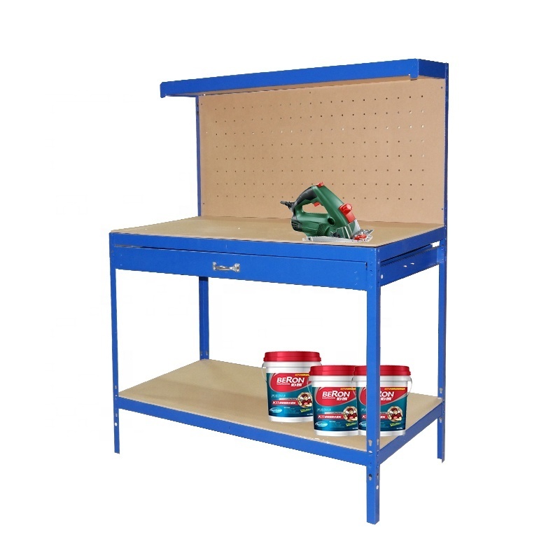 Wholesale Warehouse Corner Workshop Table Workbench Table Heavy Duty Steel Frame Operating Cabinet Tool Storage With Drawers