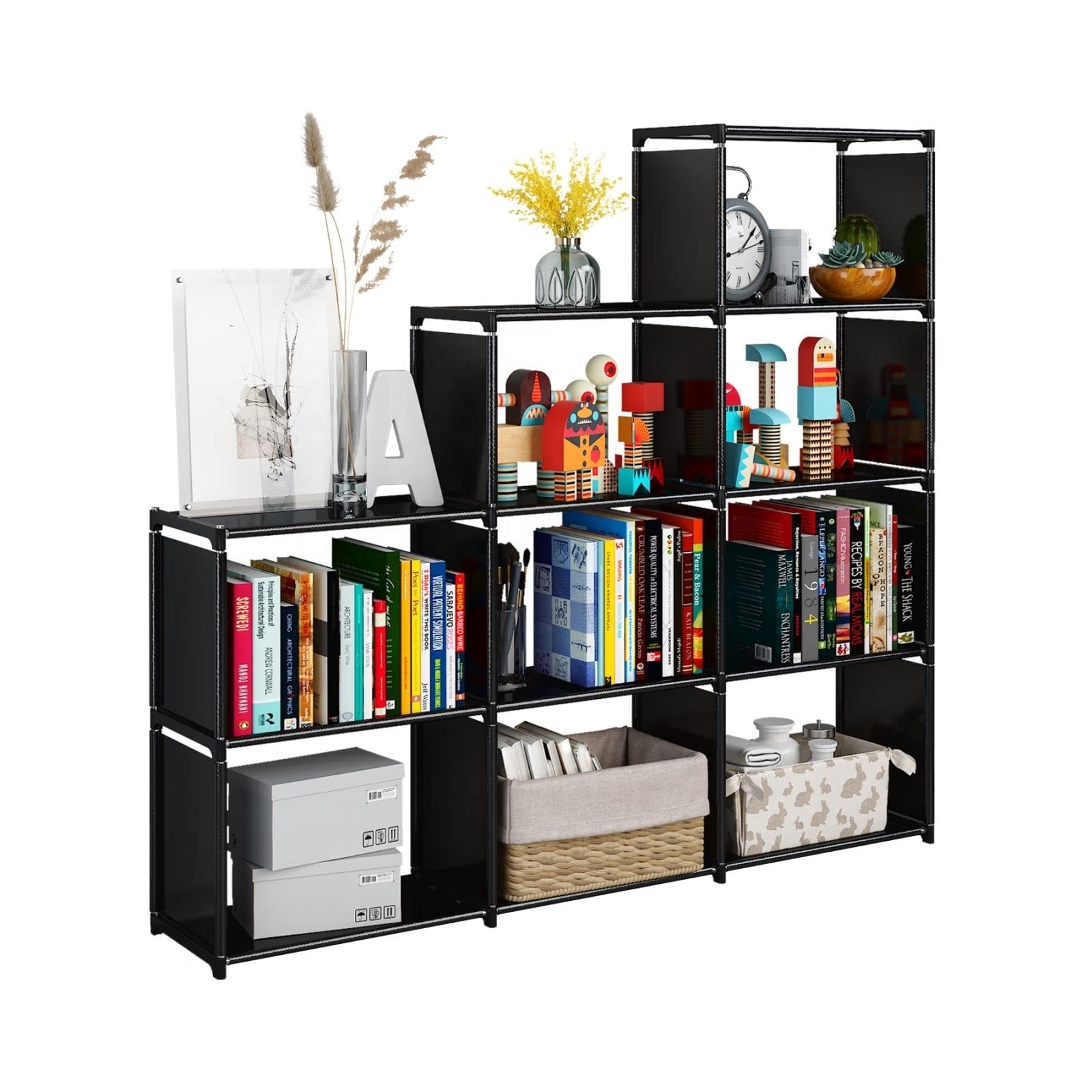 Living Room Portable Bookshelf 9 Cube Closet Storage Organizer Clothes Storage Bookcase for,Study Room,Bedroom,