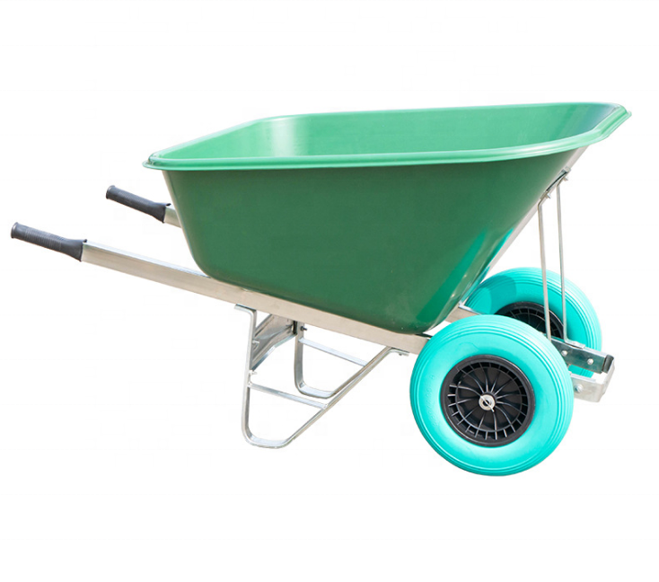 plastic tub 2 wheels garden trolley wheelbarrow