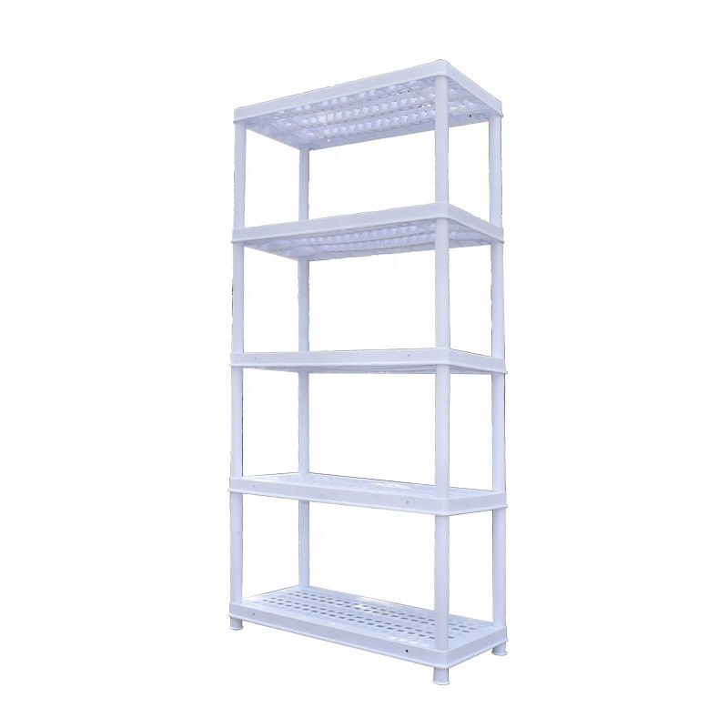 Heavy duty PP material cheap 5 tier plastic shelf plastic storage shelving unit for garage, kitchen