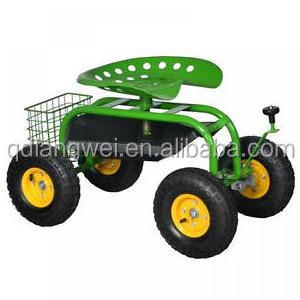 Heavy Duty Wheeled Garden Seat Hopper Gardening Work Cart Tool Storage Stool Garden Cart Rolling Work Seat