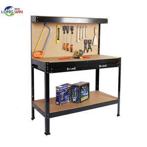 Workshop Boltless Assembly Storage Tool Gabinet Industrial Heavy Duty Metal Frame Drawers Pegboard Garage Workbench