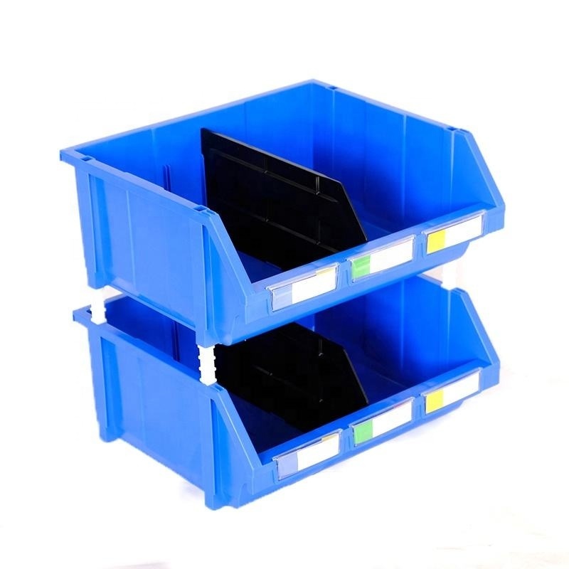 Multi Purpose Industrial Warehouse Stackable  Rectangle Rack Spares Hanging Toolspare Storage Plastic Shelf Bins