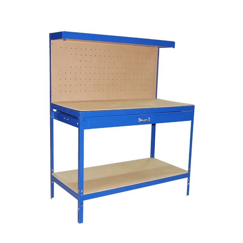 Wholesale Warehouse Corner Workshop Table Workbench Table Heavy Duty Steel Frame Operating Cabinet Tool Storage With Drawers