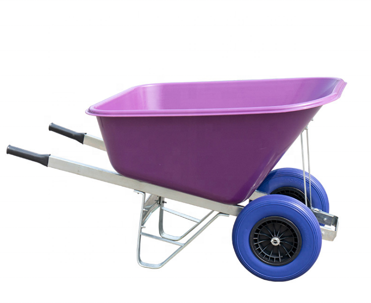 plastic tub 2 wheels garden trolley wheelbarrow