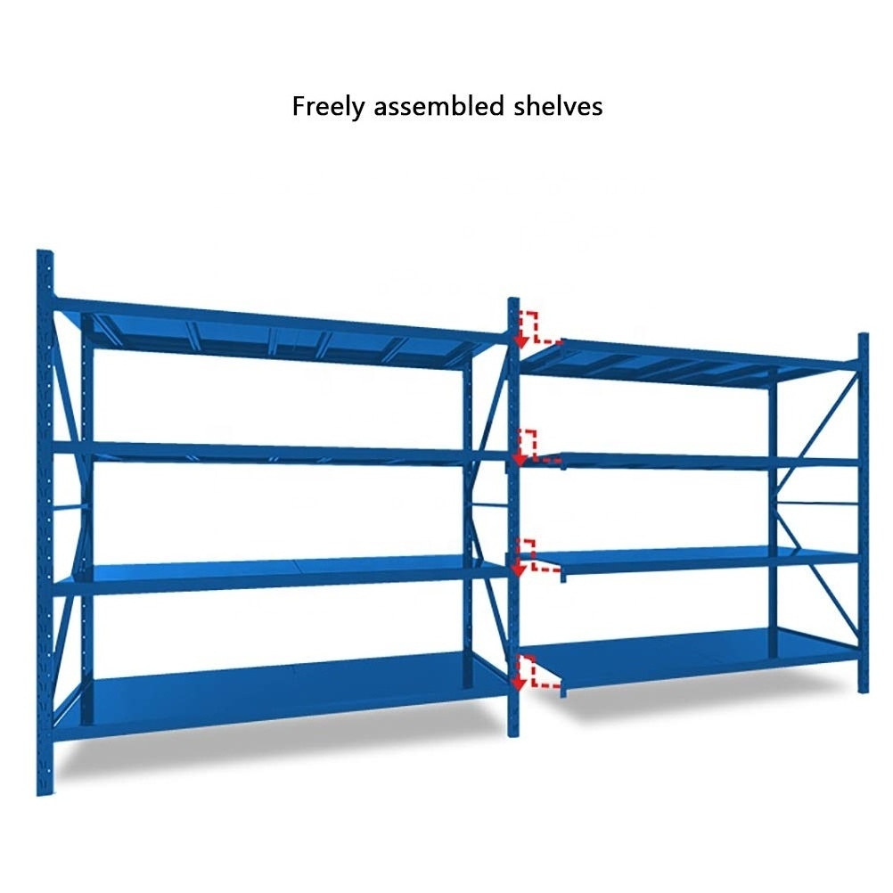 400Kg/Level Warehouse Longspan Racks Shelving Heavy Duty Assembly Boltless 4 Tier Assemble Garage Shelves