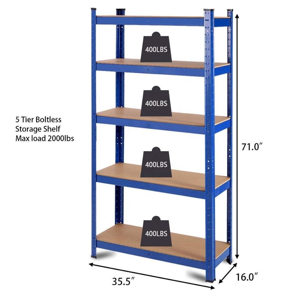 Heavy Duty Metal Steel Rack 5 Shelves Industrial Garage Storage Racks Warehouse Shelving Unit Heavy Duty Metal Shelf Rack