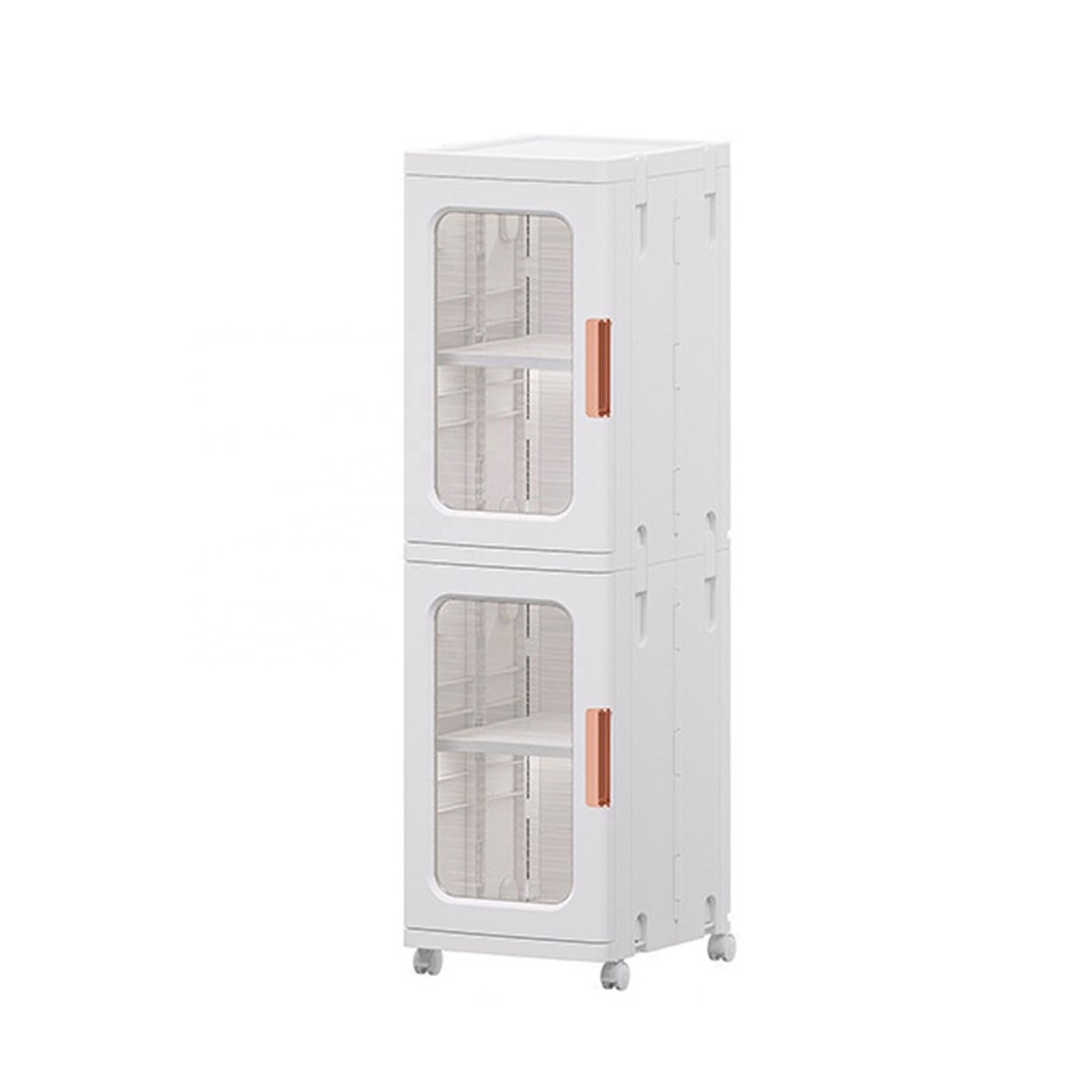 White Transparent Doors Stackable Plastic Folding Clear Tall Narrow Storage Cabinets Rolling Expandable Closet Organizer System