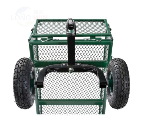 High Quality Four Wheel Trailing Durable Metal Garden Wagon Cart Convertible Flatbed Garden Outdoor Mesh Garden Cart