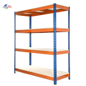 Industrial Garage Boltless Metal Frame Assembly Warehouse Floor Standing Display Shelf Stackable Storage Heavy Duty Shelves