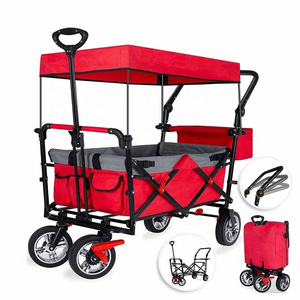 Collapsible Utility Outdoor Garden Cart Folding Wagon Foldable Heavy Duty Folding Wagon Cart Hand Garden Wagon