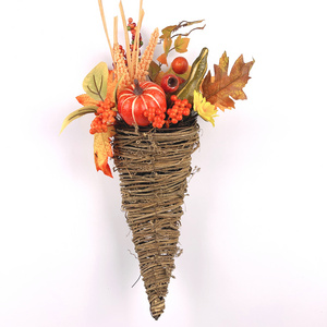 Fall Decorations Front Door Hanging Wall Hanging Autumn Flowers Pumpkin Harvest Decor