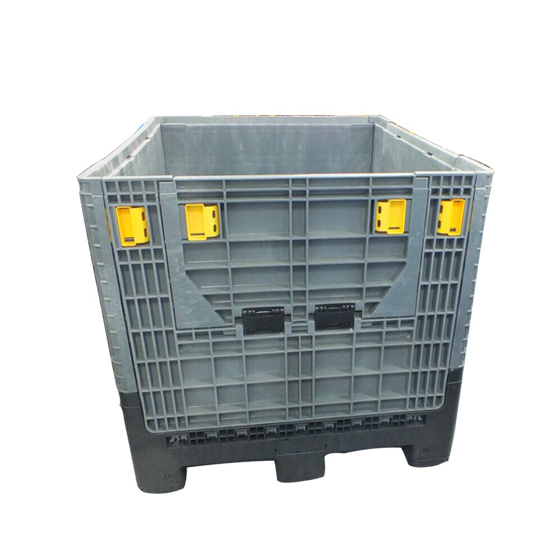 Large bulk stackable folding plastic pallet container box for storage