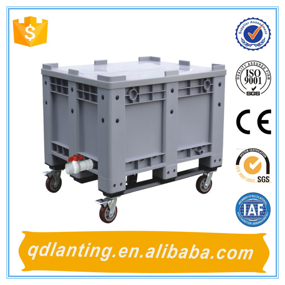 1200*1000*760mm plastic turnover box plastic pallet crate for wheels