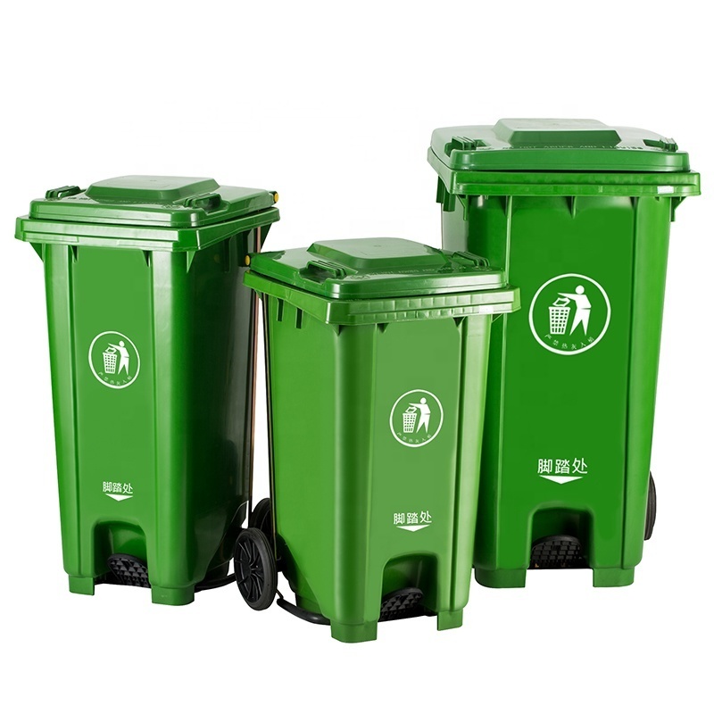 100L/120L/240L Foot pedal wheelie bins plastic waste bins mobile garbage container with customized logo