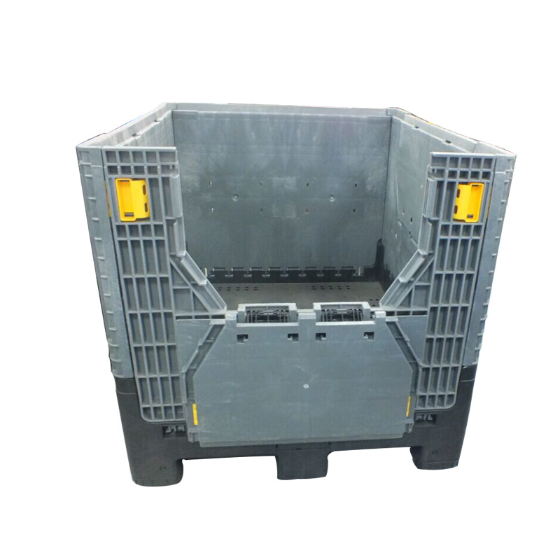 Large bulk stackable folding plastic pallet container box for storage