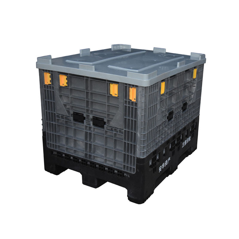 Large bulk stackable folding plastic pallet container box for storage