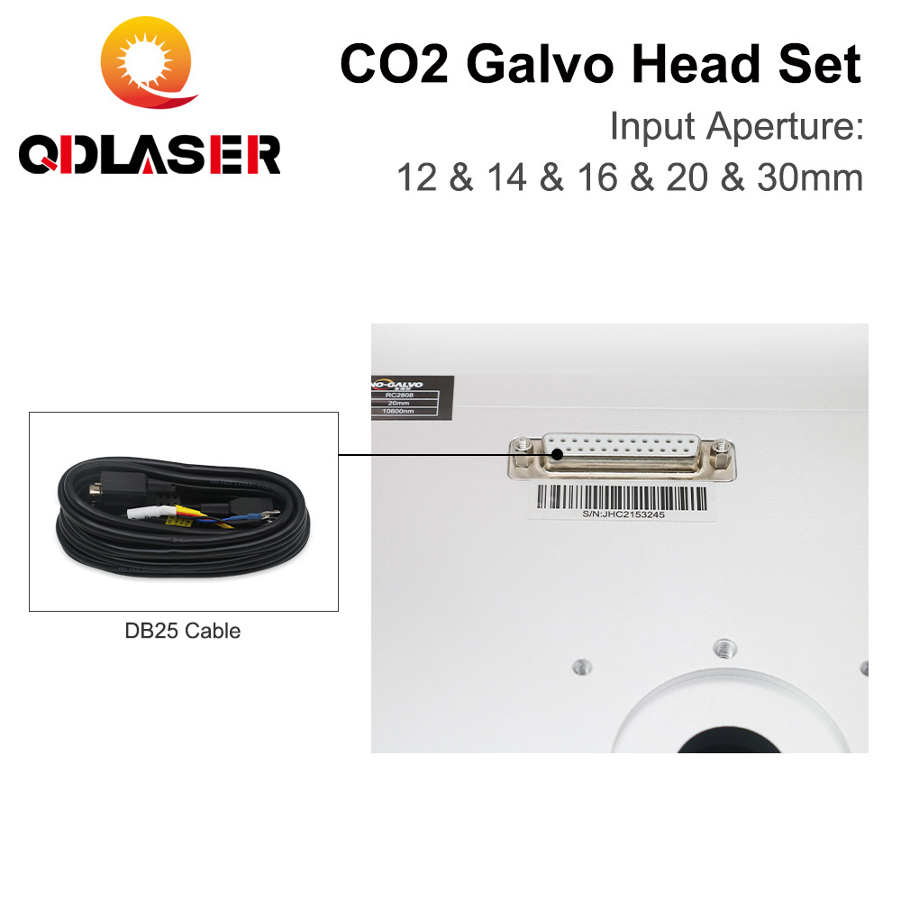 QDLASER CO2 Laser Scanning Oscillator Galvo Scan Head 10.6um Input Aperture 12mm 14mm 16mm 20mm 30mm Scanners with Power Supply