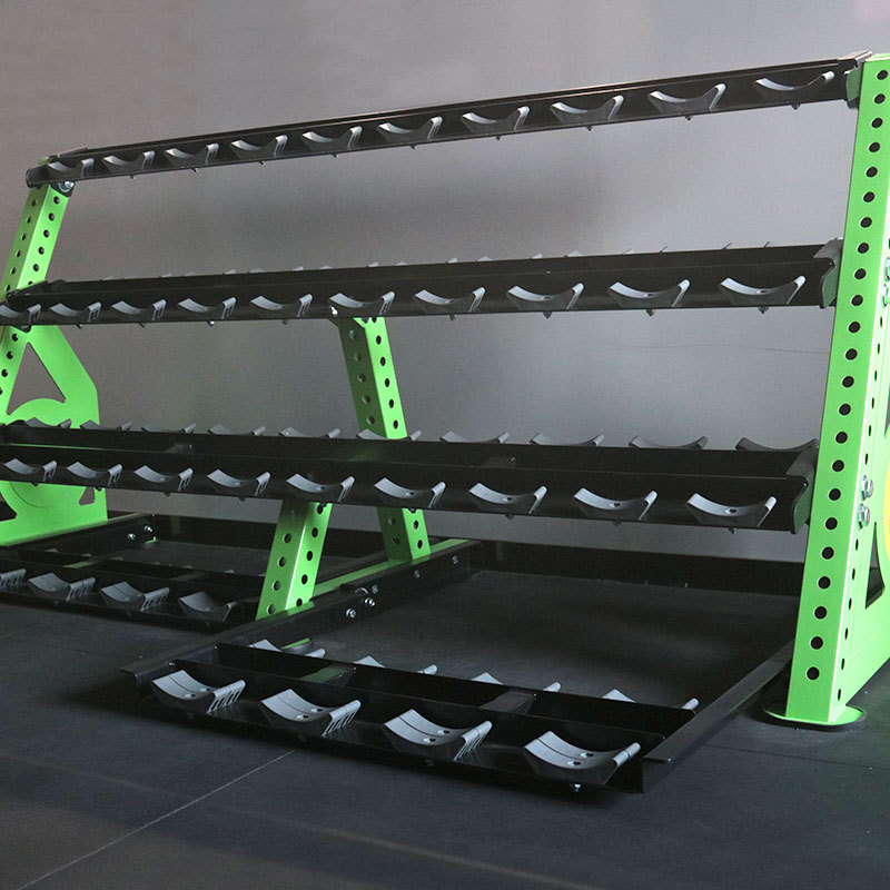 Commercial Gym Equipment 4 layer dumbbell rack with drawer design which can load 19 pairs