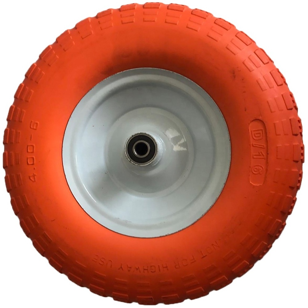 PU foam filled solid wheel 4.00-6 for hand trolley and wheelbarrows 4.00 6