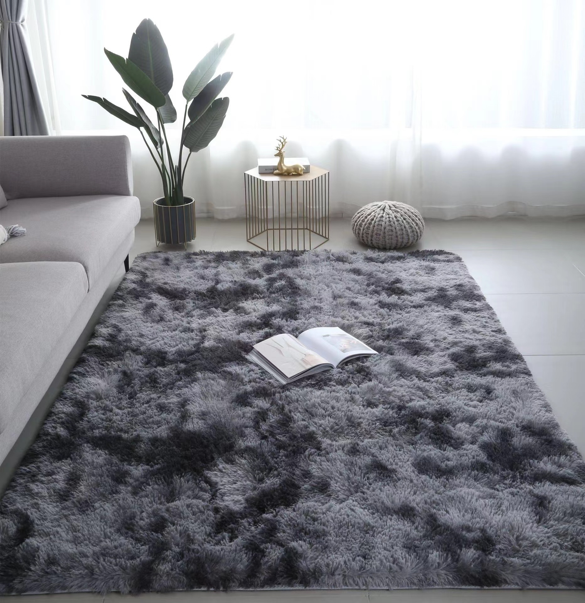 2023  Wholesale Modern Fluffy Carpets Rugs Living Room Fashion Design Polyester Shaggy Carpet