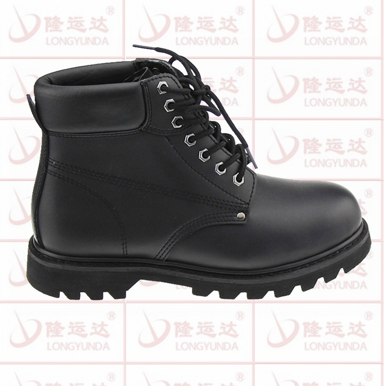 Black Durable Water resistant Oil resistant  Goodyear Welted Steel Toe work safety boots Men's work shoes