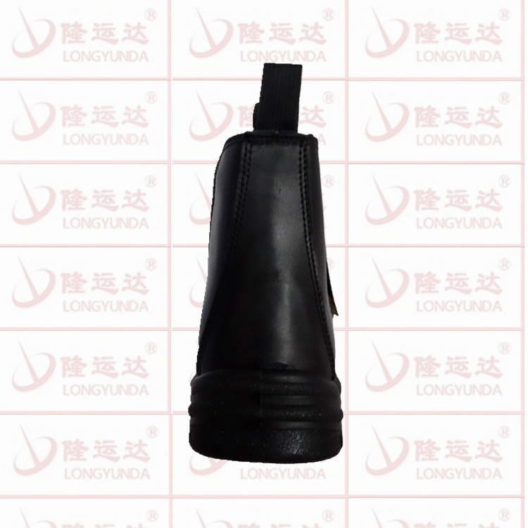 Cheap wholesale price black leather no lace work boots slip on safety boots with side elastic