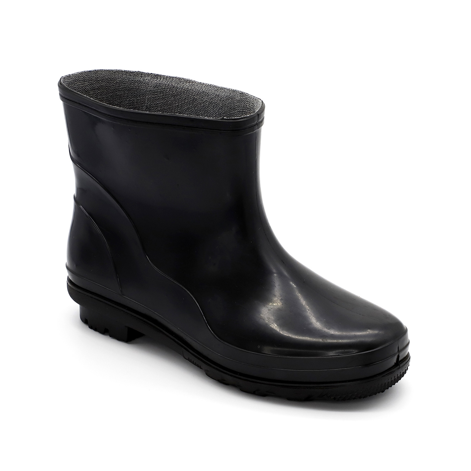 Black Low Cut Safety Rubber Rain Boots for Men