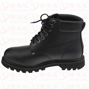 Black Durable Water resistant Oil resistant  Goodyear Welted Steel Toe work safety boots Men's work shoes