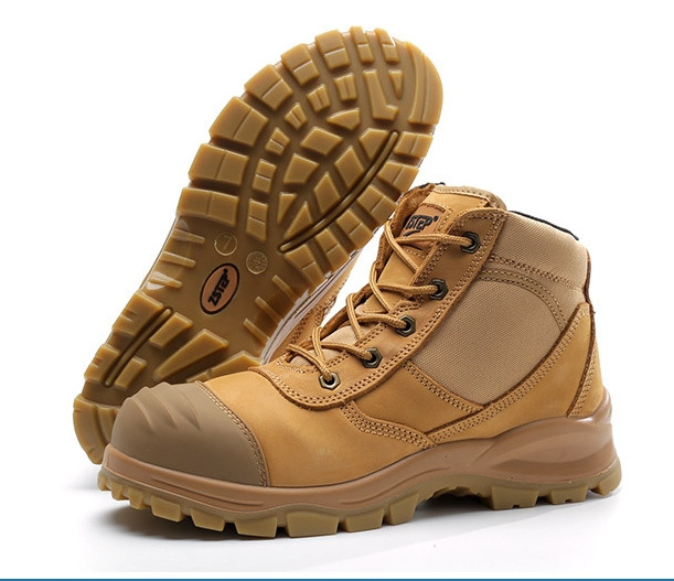 High ankle Zipper style anti-puncture leather steel toe steel plate working waterproof acid resistant security safety boots