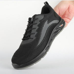 Black Comfortable and wear-resistant work shoes steel toe anti smashing lightweight safety sneaker ready to ship