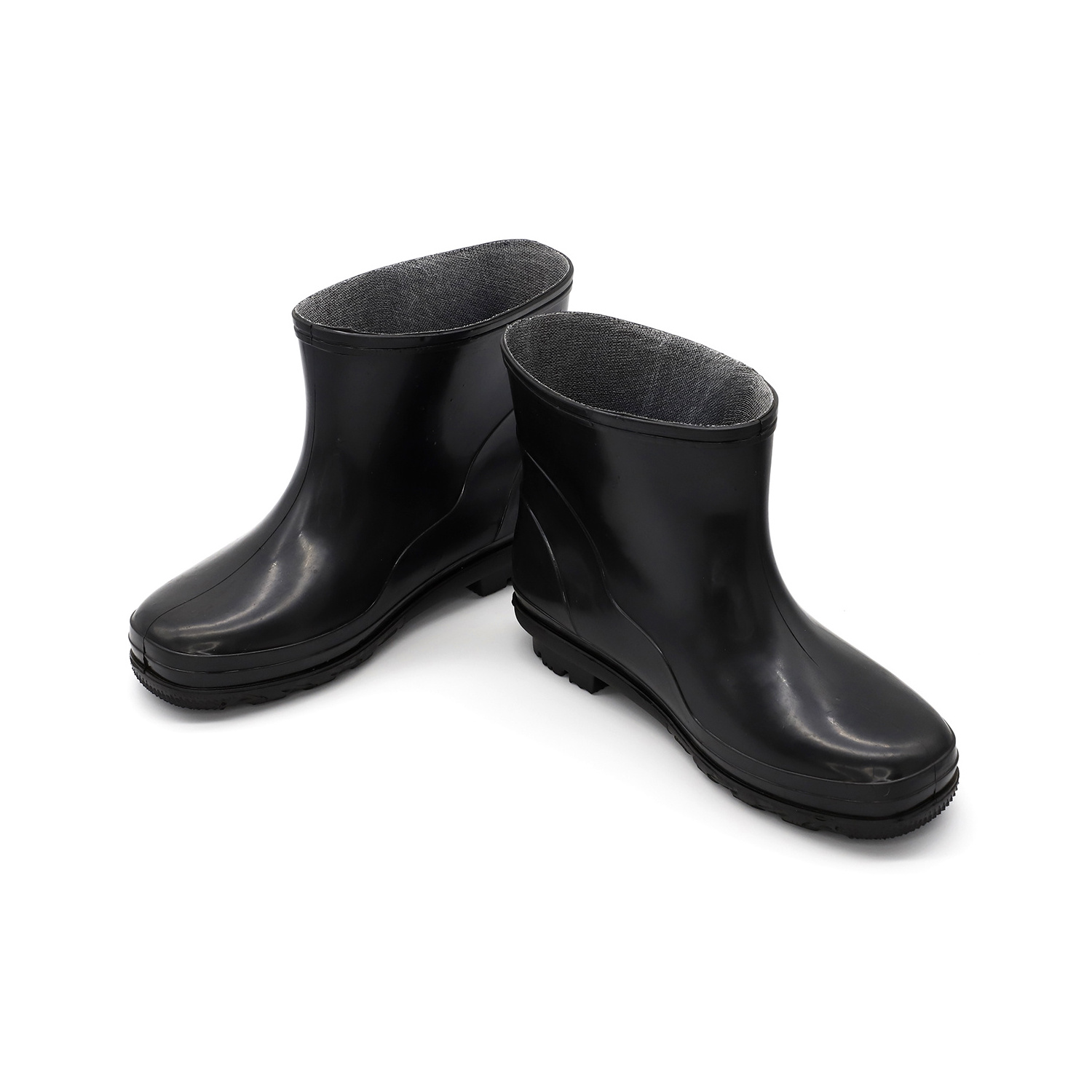 Black Low Cut Safety Rubber Rain Boots for Men