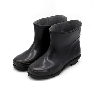 Black Low Cut Safety Rubber Rain Boots for Men