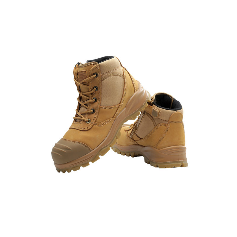 High ankle Zipper style anti-puncture leather steel toe steel plate working waterproof acid resistant security safety boots