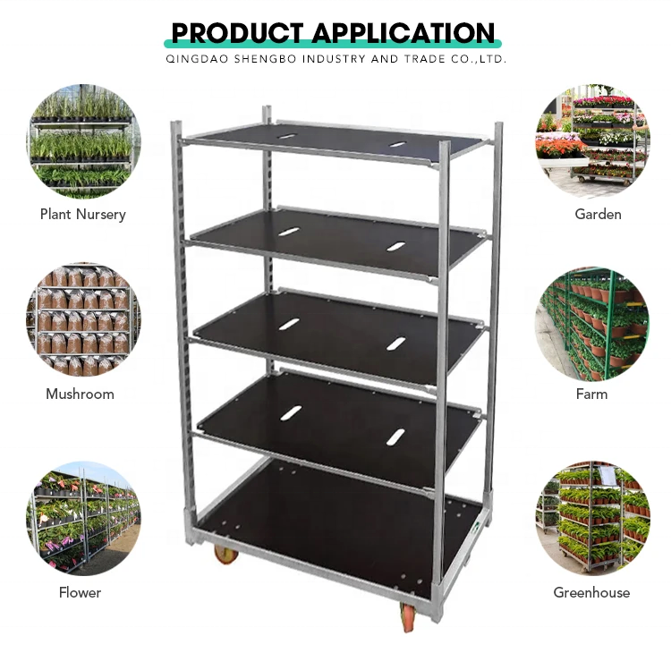 storage shelf trolley  flower trolley cart multiple shelves flower and plant display trolley