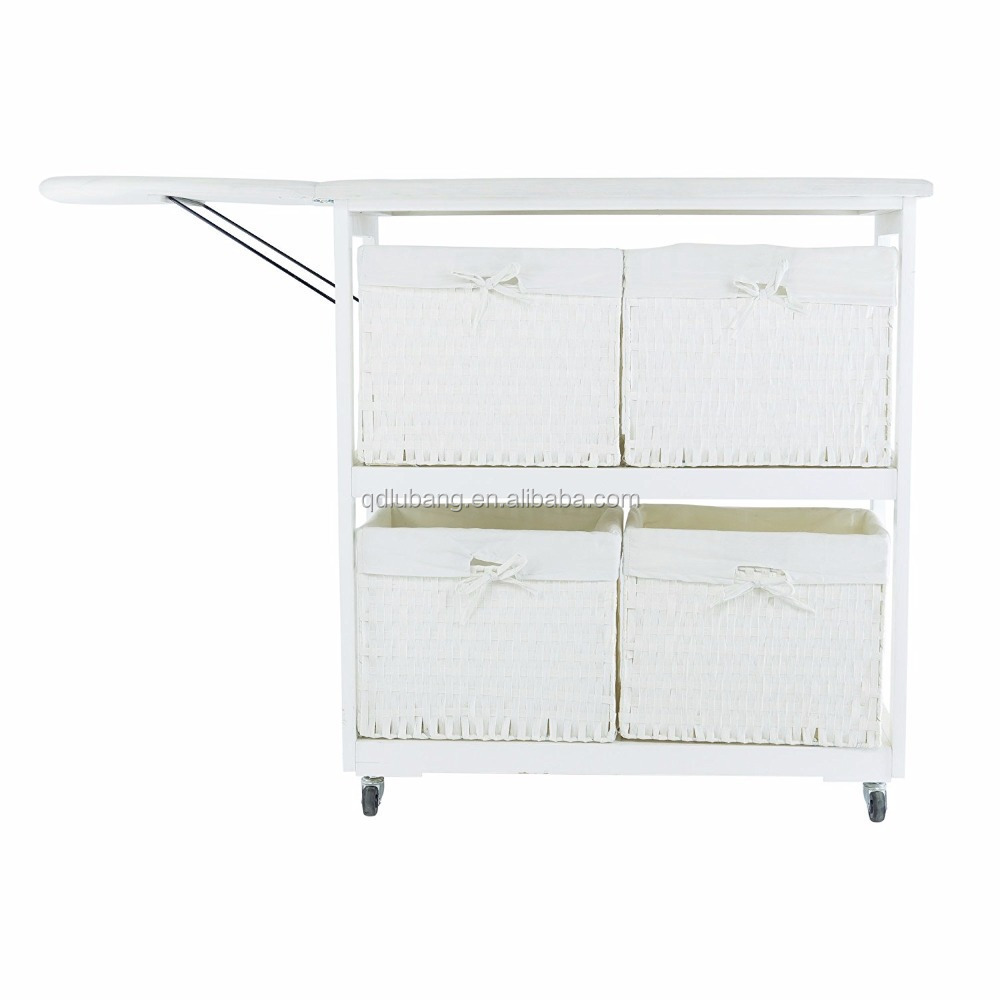 White Corner Housewares Portable Ironing Board with Laundry Baskets