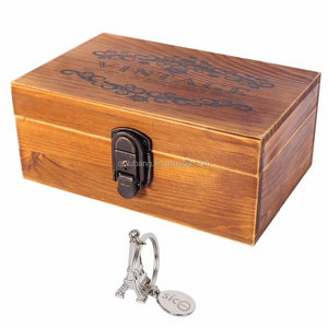 Vintage Wood Decorative Box Treasure Chest with Lock and Key